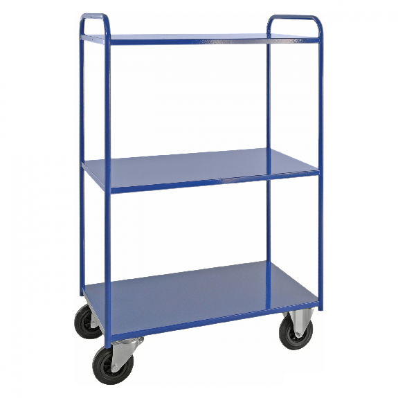 Etagenwagen voll verschweißt 1490mm hoch mit 3 Böden in blau 24mm Rand ohne Bremse Etagenwagen voll verschweißt 1490mm hoch mit 3 Böden in blau 24mm Rand ohne Bremse-Beschreibung lesen
