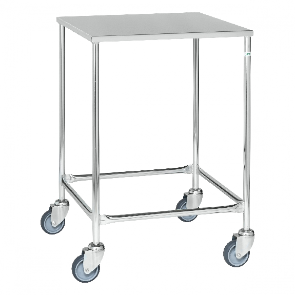 Edelstahl-Tischwagen rostfrei 760x440mm Ladefläche Gummibereifung ohne Bremse-Beschreibung lesen