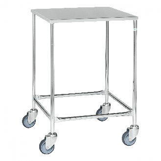 Edelstahl-Tischwagen rostfrei 760x440mm Ladefläche Gummibereifung ohne Bremse-Beschreibung lesen