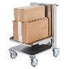 Edelstahl-Kistenwagen 560x500x1565mm mit gefedertem Boden, Gummibereifung und Bremse