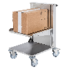 Edelstahl-Kistenwagen 560x500x1565mm mit gefedertem Boden, Gummibereifung und Bremse