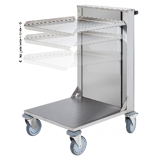 Edelstahl-Kistenwagen 560x500x1565mm mit gefedertem Boden, Gummibereifung und Bremse-Beschreibung lesen