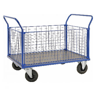 Kastenwagen in blau 1166x700x1020mm mit MDF-Platte und Gummibereifung-Beschreibung lesen