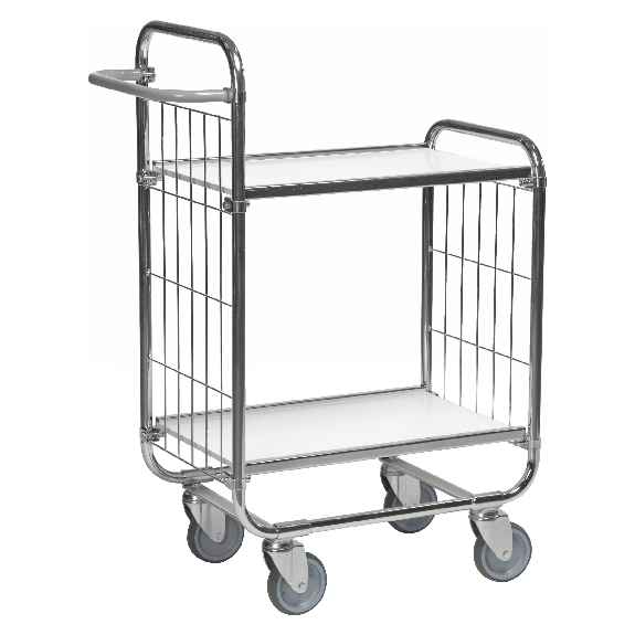 Bordwagen verzinkt mit 2 laminierten Böden 750x425mm und vergitterten Stirnwänden Bordwagen verzinkt mit 2 laminierten Böden 750x425mm und vergitterten Stirnwänden-Beschreibung lesen
