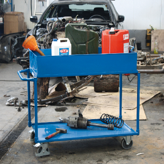 Tischwagen mit abnehmbarer Wanne, Schiebegriff und 2 Ladeflächen 995x595mm-Beschreibung lesen