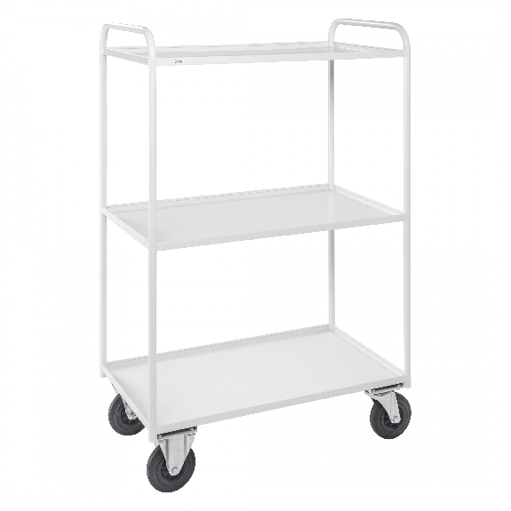 Carrello a ripiani completamente saldato 1490 mm di altezza con 3 ripiani bordo bianco 24 mm senza freno-Leggi tutto