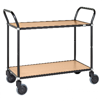 Kongamek Design Servierwagen in schwarz mit 2 Böden 760x430mm in Bucheoptik mit Bremse-Beschreibung lesen