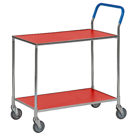 Voiture de table avec frein en rouge avec une zone de chargement de 850x435 mm-Leggi tutto