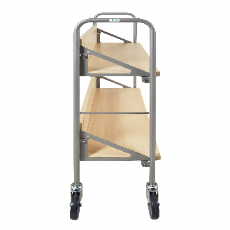 Kongamek Archivwagen in Birkeoptik mit 2 schrägen Böden 820x720mm 4 Buchstützen und 50kg Tragkraft-Beschreibung lesen
