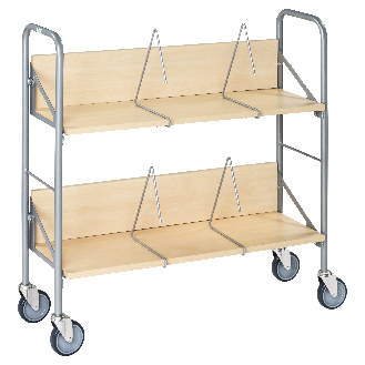 Kongamek Archivwagen in Birkeoptik mit 2 schrägen Böden 820x720mm 4 Buchstützen und 50kg Tragkraft-Beschreibung lesen