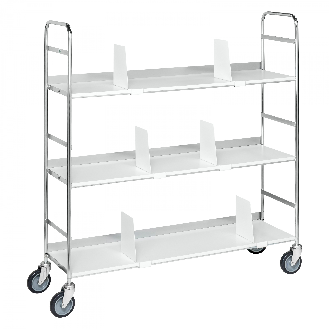 Mobiler Etagenwagen 1000x290x1140mm verzinkt mit 3 Böden und 6 Buchstützen-Beschreibung lesen