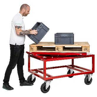 Schwenkteller 1338x810x152mm in rot als Zubehör für Palettenwagen-Beschreibung lesen