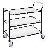 Tischwagen aus lackiertem Stahlrohr 850x508mm Ladefläche in weiss mit 3 Etagen