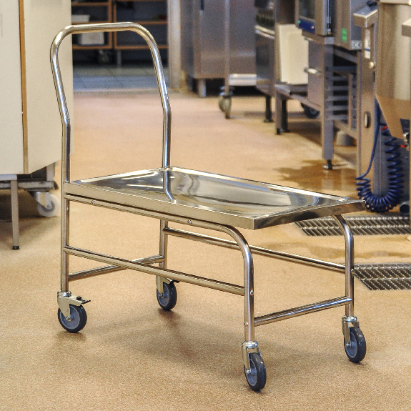 Kongamek Edelstahl- Plattformwagen rostfrei mit Schiebegriff und Bremse 760x440mm Ladefläche Gummibereifung Kongamek Edelstahl- Plattformwagen rostfrei mit Schiebegriff und Bremse 760x440mm Ladefläche Gummibereifung-Beschreibung lesen