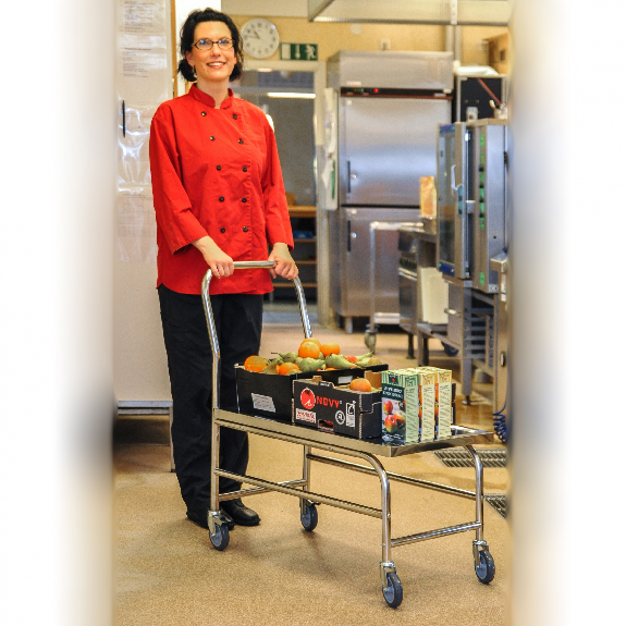 Kongamek Edelstahl- Plattformwagen rostfrei mit Schiebegriff und Bremse 760x440mm Ladefläche Gummibereifung Kongamek Edelstahl- Plattformwagen rostfrei mit Schiebegriff und Bremse 760x440mm Ladefläche Gummibereifung-Beschreibung lesen