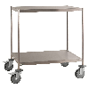 Edelstahl-Etagenwagen vollständig geschweißt, 2 Ladeflächen 1050x550mm Gummibereifung mit Bremse