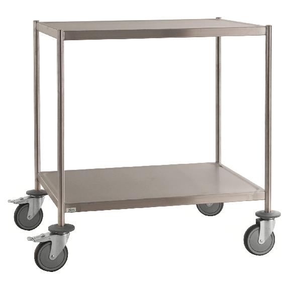 Edelstahl-Etagenwagen vollständig geschweißt, 2 Ladeflächen 1050x550mm Gummibereifung mit Bremse Edelstahl-Etagenwagen vollständig geschweißt, 2 Ladeflächen 1050x550mm Gummibereifung mit Bremse-Beschreibung lesen