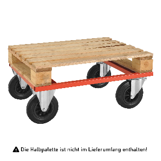 Kongamek Palettenwagen in rot 270mm hoch ohne Bremse für Halbpaletten 800x600mm-Beschreibung lesen