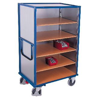 Etagenwagen, außen Stahlblech mit Schiebebügel und 5 Ladeflächen 1045x685mm-Beschreibung lesen