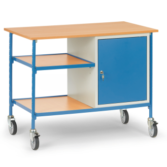 Rolltisch mit 2 Böden aus Holz und Stahlschrank-Beschreibung lesen