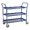 Etagenwagen mit 3 Böden 900x540mm pulverbeschichtet in blau mit 24mm Rand ohne Bremse