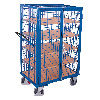 Etagenwagen, außen vergittert mit Flügeltür, Hebelgriff und 5 Ladeflächen 1245x785mm