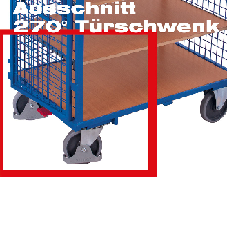 Etagenwagen, außen vergittert mit Flügeltür, Hebelgriff und 5 Ladeflächen 1245x785mm-Beschreibung lesen