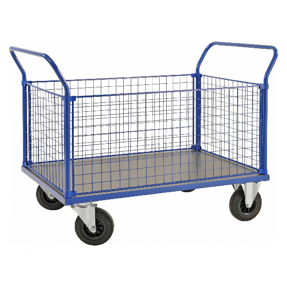 Kastenwagen in blau 1166x700x1020mm mit MDF-Platte und 4 Gitterwänden-Beschreibung lesen