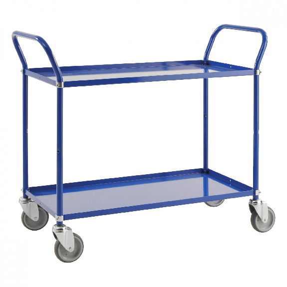 Voiture de bowling avec 2 étages 900x540 mm en poudre en bleu avec un bord de 24 mm sans frein-Leggi tutto