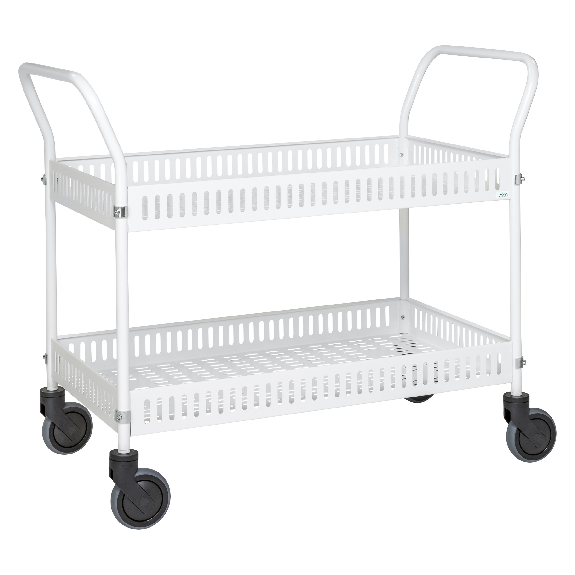Tischwagen mit Rand 1130x550x940mm Ladefläche in weiss mit Bremse-Beschreibung lesen