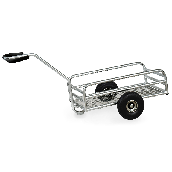 Outdoor-Handwagen feuerverzinkt mit 845x545mm Ladefläche aus Alu-Quintettblech und Polyurethanbereifung-Beschreibung lesen