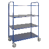 Etagenwagen mit 4 Böden 900x440mm pulverbeschichtet in blau 24mm Rand mit Bremse