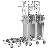 Einkaufswagen mit 2 gefederten Böden 960x525x1030mm Gummi 300kg Tragkraft mit Bremse