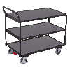 VARIOfit Tischwagen mit gebogenem Schiebegriff und 3 Ladeflächen 985x595mm Anthrazitgrau