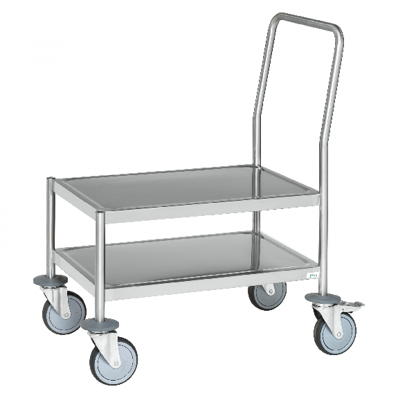 Edelstahl-Plattformwagen komplett rostfrei mit Schiebegriff, 2 Etagen 720x475mm Edelstahl-Plattformwagen komplett rostfrei mit Schiebegriff, 2 Etagen 720x475mm-Beschreibung lesen
