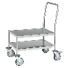 Edelstahl-Plattformwagen komplett rostfrei mit Schiebegriff, 2 Etagen 720x475mm