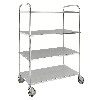 Etagenwagen mit 4 Böden 900x440mm pulverbeschichtet und verzinkt 24mm Rand mit Bremse