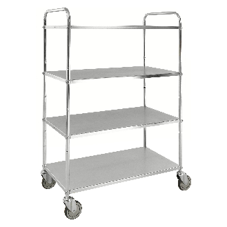 Etagenwagen mit 4 Böden 900x440mm pulverbeschichtet und verzinkt 24mm Rand mit Bremse-Beschreibung lesen