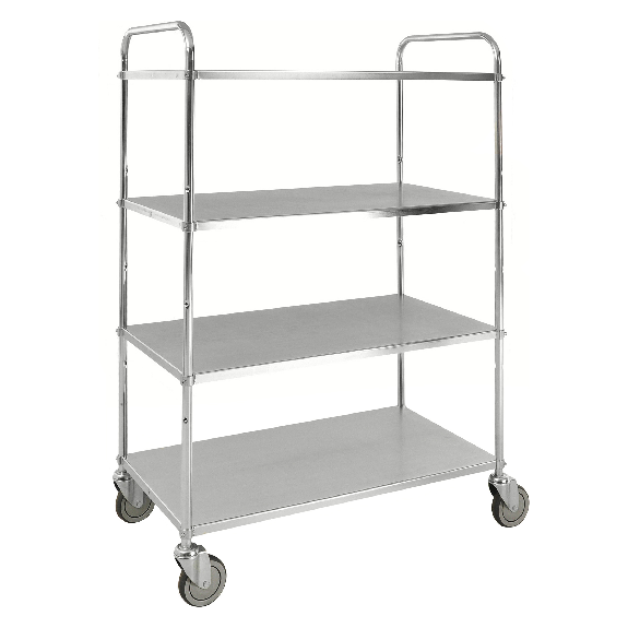 Etagenwagen mit 4 Böden 900x440mm pulverbeschichtet und verzinkt 24mm Rand mit Bremse Etagenwagen mit 4 Böden 900x440mm pulverbeschichtet und verzinkt 24mm Rand mit Bremse-Beschreibung lesen