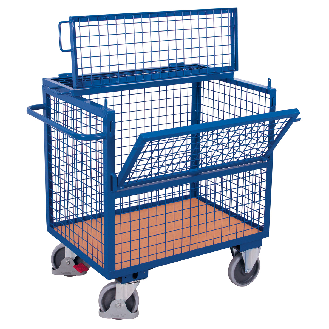 Holzkastenwagen verschweißt mit Deckel und abklappbarer Längswand 975x680 mm-Beschreibung lesen