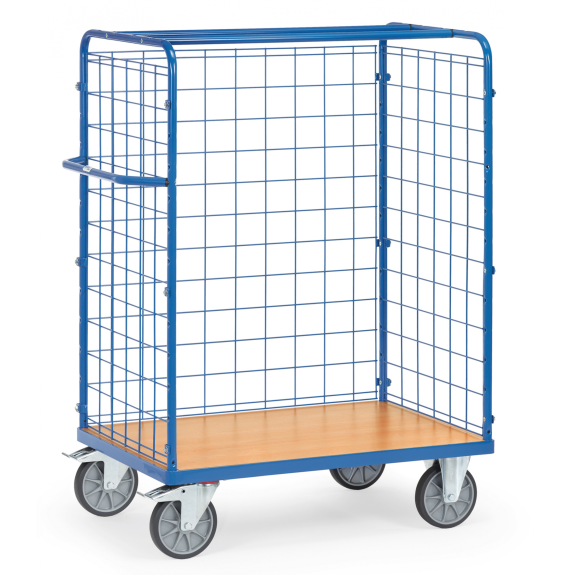 Paketwagen mit 3 Drahtgitterwänden 1500mm hoch, 1000x600mm-Beschreibung lesen