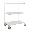 Etagenwagen mit 3 Böden 900x440mm pulverbeschichtet in weiß 24mm Rand ohne Bremse