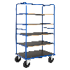 Multi-Etagenwagen in blau 1200x800x1800mm mit 5 Etagen, Gummibereifung ohne Bremse