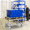 Palettenwagen 650mm hoch ohne Bremse für Halbpaletten 800x600mm