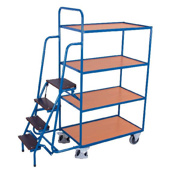 Kommissionierwagen mit 4 Ladeflächen, hoch Kommissionierwagen mit 4 Ladeflächen, hoch-Beschreibung lesen
