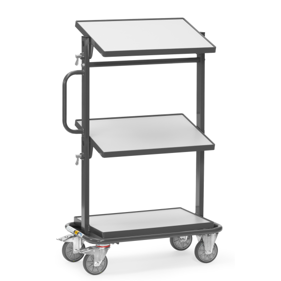 ESD-Beistellwagen mit Bodenplatten und neigbaren Ladeflächen ESD-Beistellwagen mit Bodenplatten und neigbaren Ladeflächen-Beschreibung lesen