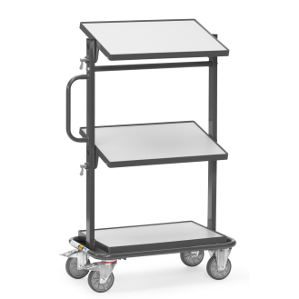 ESD-Beistellwagen mit Bodenplatten und neigbaren Ladeflächen-Beschreibung lesen