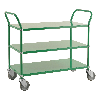 Kongamek Etagenwagen mit 3 Böden 900x440mm in Grün ohne Bremse Kongamek Etagenwagen mit 3 Böden 900x440mm in Grün ohne Bremse