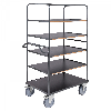Ergonomischer Etagenwagen dunkelgrau 1300x800x1800 mm mit 5 Etagen, Gummibereifung und Bremse Ergonomischer Etagenwagen dunkelgrau 1300x800x1800 mm mit 5 Etagen, Gummibereifung und Bremse