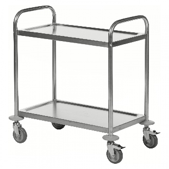 Kongamek Edelstahl- Tischwagen rostfrei mit 2 Böden 685x380mm ohne Umrandung und Bremse-Beschreibung lesen